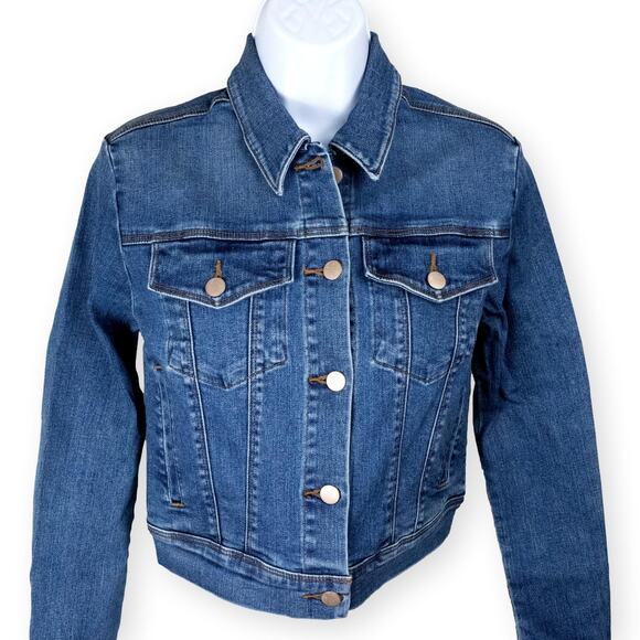 J Brand Harlow Shrunken Blue Denim Jacket XS NWOT - Picture 1 of 9